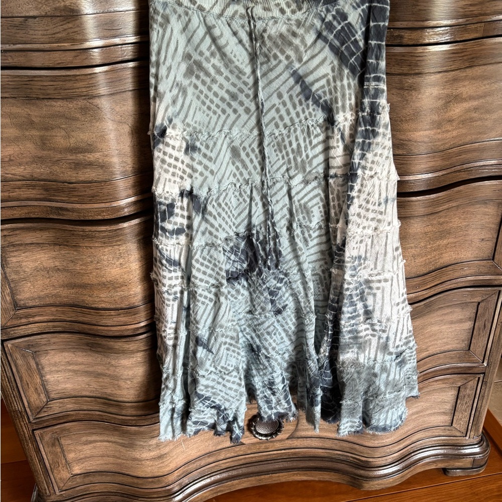 Metro Wear Light Blue and Charcoal Maxi Skirt with flaw